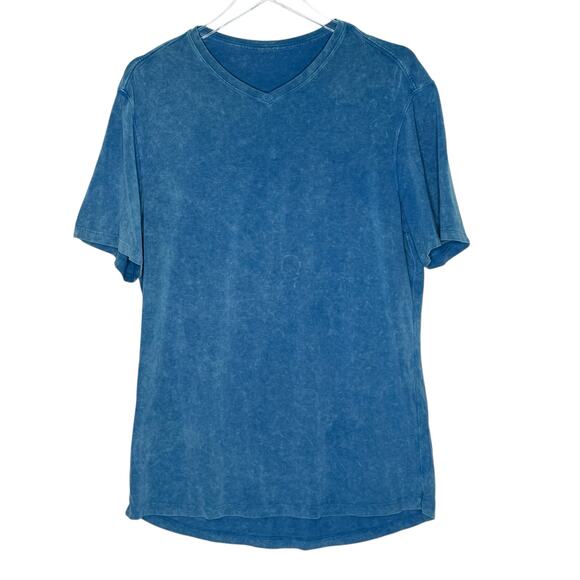 Lululemon M Mens 5 Year Basic V-Neck T-Shirt Short Sleeves Indigo Dye Gym Active - Picture 1 of 8